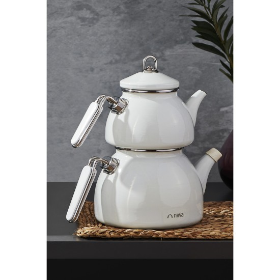 Neva N3075 Sweet Lilyum Emaye Demlik Seti - Elden Taksitle Sözleşmeli Senetli Alışveriş