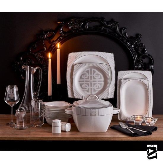 Neva N2629 Bitter 60 Parça Premium Kare Yemek Takımı - Elden Taksitle Sözleşmeli Senetli Alışveriş