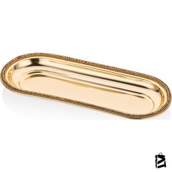 Bernardo Amber Altın Rengi Paslanmaz Çelik Dekoratif Tepsi - 34 cm