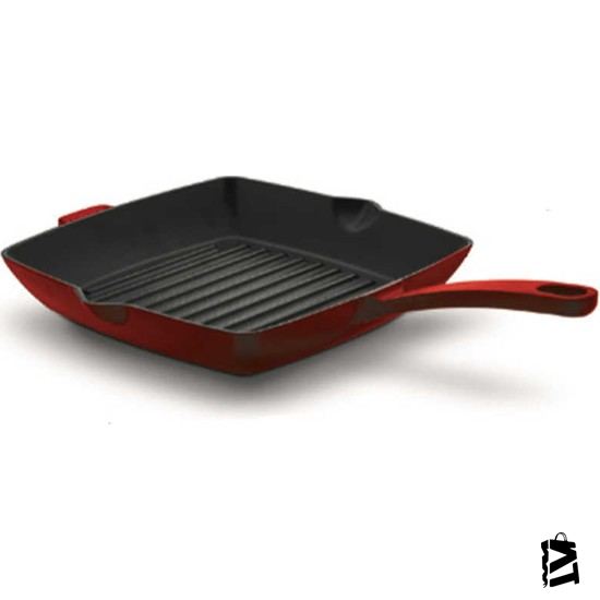 Korkmaz Casta Kırmızı Kare 30 Cm Grill Döküm Tava - Elden Taksitle Sözleşmeli Senetli Alışveriş