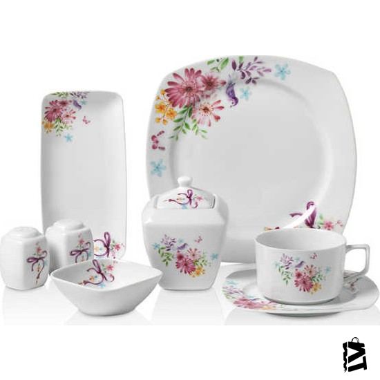Korkmaz A8608 Bonjour Coll. 28 P Kahvaltı Seti (kare) - Elden Taksitle Sözleşmeli Senetli Alışveriş