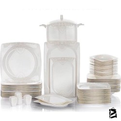 Schafer Wondel Fine Bone Porselen Yemek Takımı 60 Parça Beyaz 02
