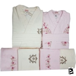 Özdilek Cheerful Nakışlı Aile Seti Pembe Krem