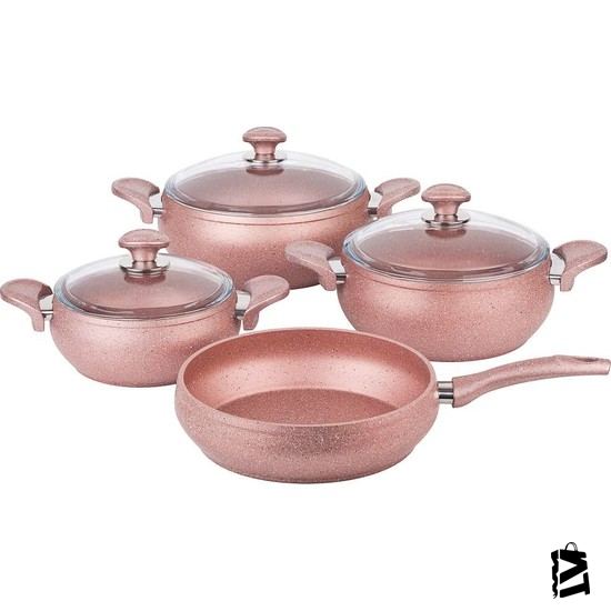 özkent Güveç Granit 7 Parça Rosegold Tencere Seti - Elden Taksitle Sözleşmeli Senetli Alışveriş
