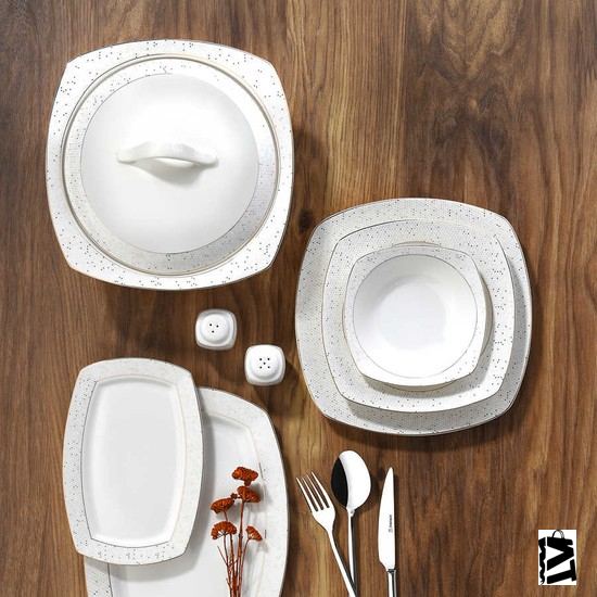 Korkmaz Mona Collection 60 Parça Kare Yemek Takımı - Elden Taksitle Sözleşmeli Senetli Alışveriş