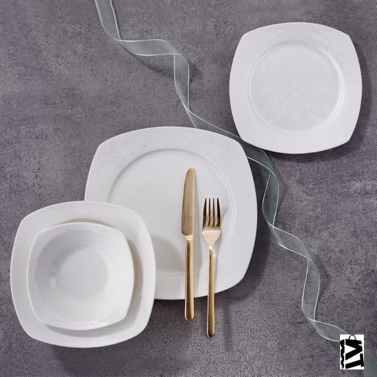 Korkmaz Mona Collection 60 Parça Kare Yemek Takımı - Elden Taksitle Sözleşmeli Senetli Alışveriş