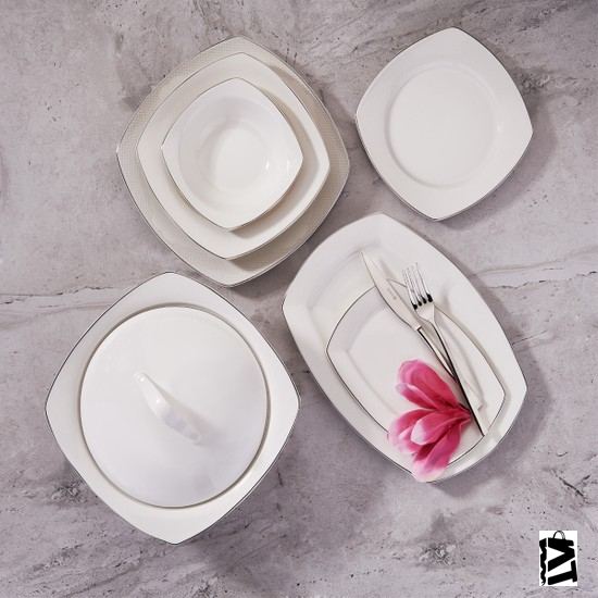 Korkmaz Mona Collection 60 Parça Kare Yemek Takımı - Elden Taksitle Sözleşmeli Senetli Alışveriş