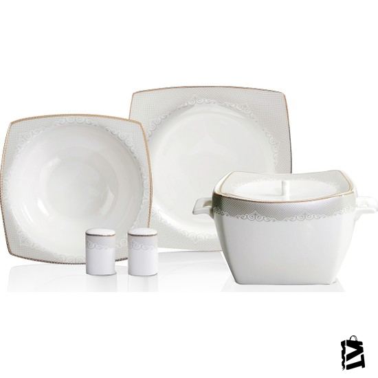 Korkmaz Bone Selection 60 Parça Kare Yemek Takımı - Elden Taksitle Sözleşmeli Senetli Alışveriş