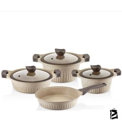 Falez Cool Line Creamy 7 Parça Granit Tencere Seti