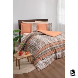 Özdilek Tek Kişilik Kapitoneli Ranforce Nevresim Takımı Tweed Oranj