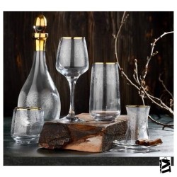 Canba Adora Altın Butik 61 Parça 12 Kişilik Kristal Lüx Sofra Bardak Su Takımı