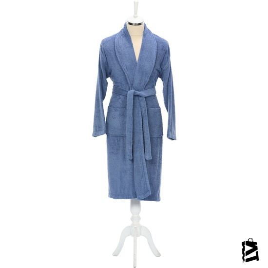 Özdilek Trendy Bornoz Tek Kişilik Şal Yaka Koyu Mavi-Xl