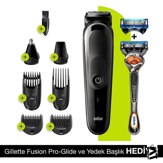 Braun Mgk 5260 şarjlı Erkek Bakım Kiti 8in1 Kablosuz şekillendirici - Siyah/mavi + Gillette Fusion Proglide - Elden Taksitle Sözleşmeli Senetli Alışveriş