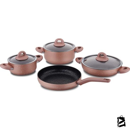 Korkmaz Bella Granit Rosegold 7 Parça Tencere Seti - Elden Taksitle Sözleşmeli Senetli Alışveriş