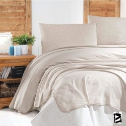 Schafer 4 Parça Flower Bej Çift Kişilik Pike Takımı