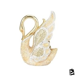Biev Polyester 14 cm Taşlı Gold Kuğu Biblo LNK557