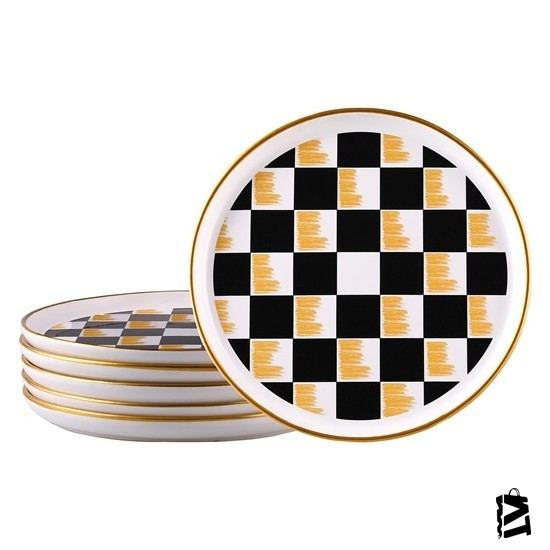 Biev 6lı Damalı Yuvarlak Pasta Tabağı - Elden Taksitle Sözleşmeli Senetli Alışveriş