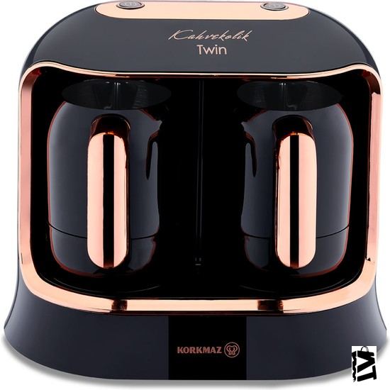 Korkmaz Kahvekolik Deluxe Twin Siyah/rosagold Kahve Makinesi - Elden Taksitle Sözleşmeli Senetli Alışveriş