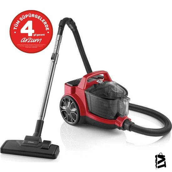 Arzum Ar4071 Clean Force Red Cyclone Filtreli Elektrikli Süpürge - Kırmızı - Elden Taksitle Sözleşmeli Senetli Alışveriş