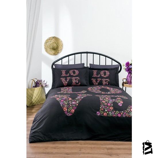 özdilek Love Bouquet Siyah çift Kişilik Nevresim Takımı - Elden Taksitle Sözleşmeli Senetli Alışveriş