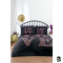 Özdilek Love Bouquet Siyah Tek Kişilik Nevresim Takımı