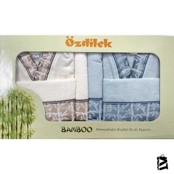 Özdilek Sunset Krem - Mint Bambu Aile Bornoz Seti