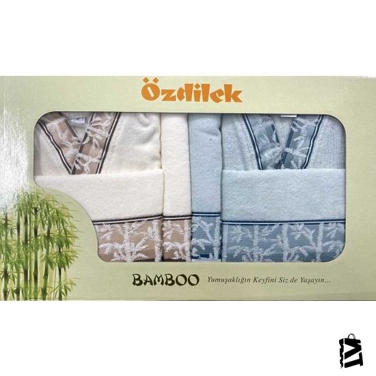 özdilek Sunset Krem - Mint Bambu Aile Bornoz Seti - Elden Taksitle Sözleşmeli Senetli Alışveriş