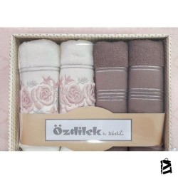 Özdilek Shine Havlu 4 Lü Kutulu 30X50 Krem-Kahve
