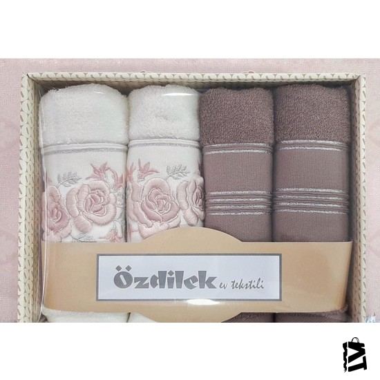 Özdilek Shine Havlu 4 Lü Kutulu 30X50 Krem-Kahve