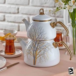 Neva N3236 Çınar Naturel Emaye Demlik Seti