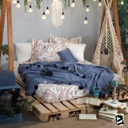 Boho Chick Çift Kişilik Battaniye Takımı Cobalt Mavi