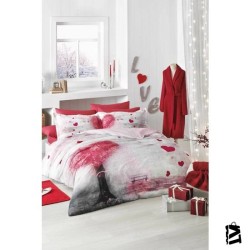 Özdilek In Love Sevgililer Günü 4 Yastıklı Çift Kişilik Pamuk Nevresim Takımı