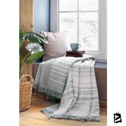 Özdilek Striped Mint Pamuk Çift Kişilik Battaniye 180X220 cm