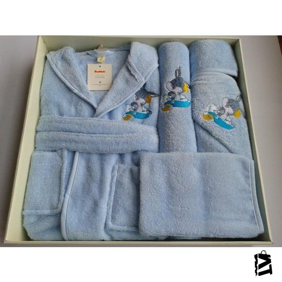 özdilek Erkek Bebek Bambu Bornoz Seti Bugs Bunny Mavi - Elden Taksitle Sözleşmeli Senetli Alışveriş
