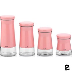 Neva N2396 Sweet Maxi Pembe 4'lü Cam Kavanoz Seti