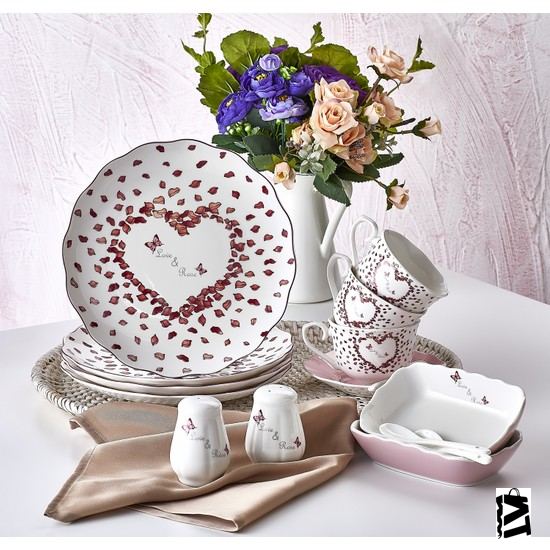 Neva Love And Rose 32 Parça 6 Kişilik Porselen Kahvaltı Takımı N2496 - Elden Taksitle Sözleşmeli Senetli Alışveriş