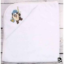 Özdilek Tazmanya Lisanslı Nakışlı Bebe Pelerini 80X80 Bambu Beyaz