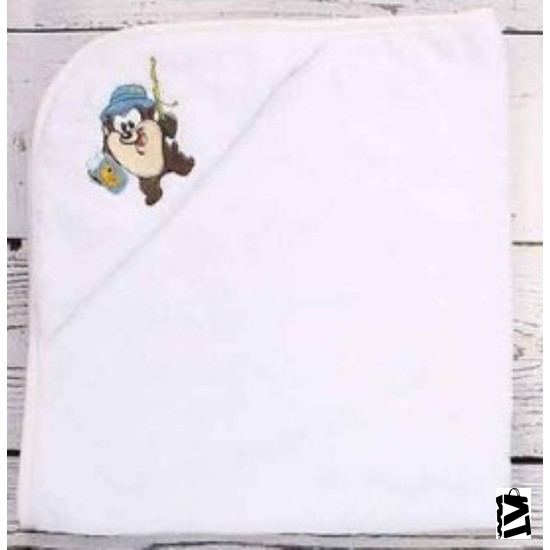 Özdilek Tazmanya Lisanslı Nakışlı Bebe Pelerini 80X80 Bambu Beyaz